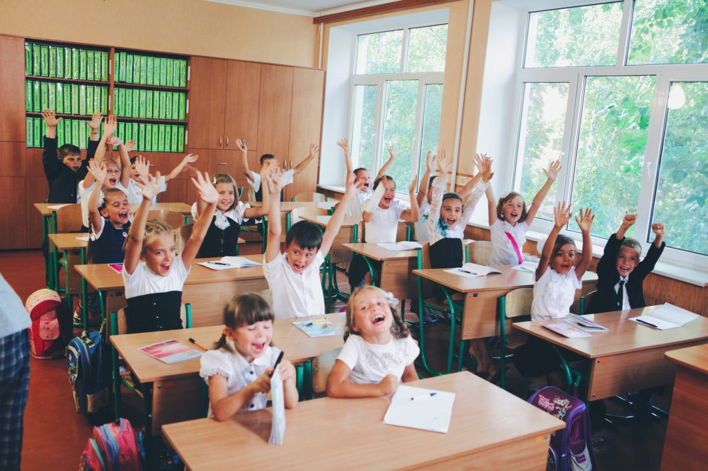 Happy children in school