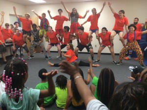 On July 29, 2015, Mother/Daughter Support Group participants enjoy performances by the Trenton Circus Squad followed by a demonstration and one-on-one instruction in circus arts.